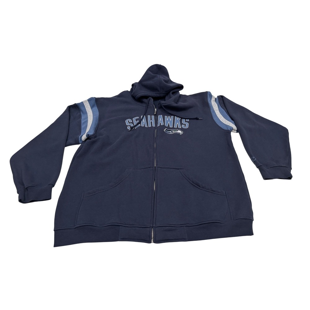 Reebok NFL Seattle Seahawks Full Zip Hoodie Mens XL Navy Blue Fleece Sweatshirt